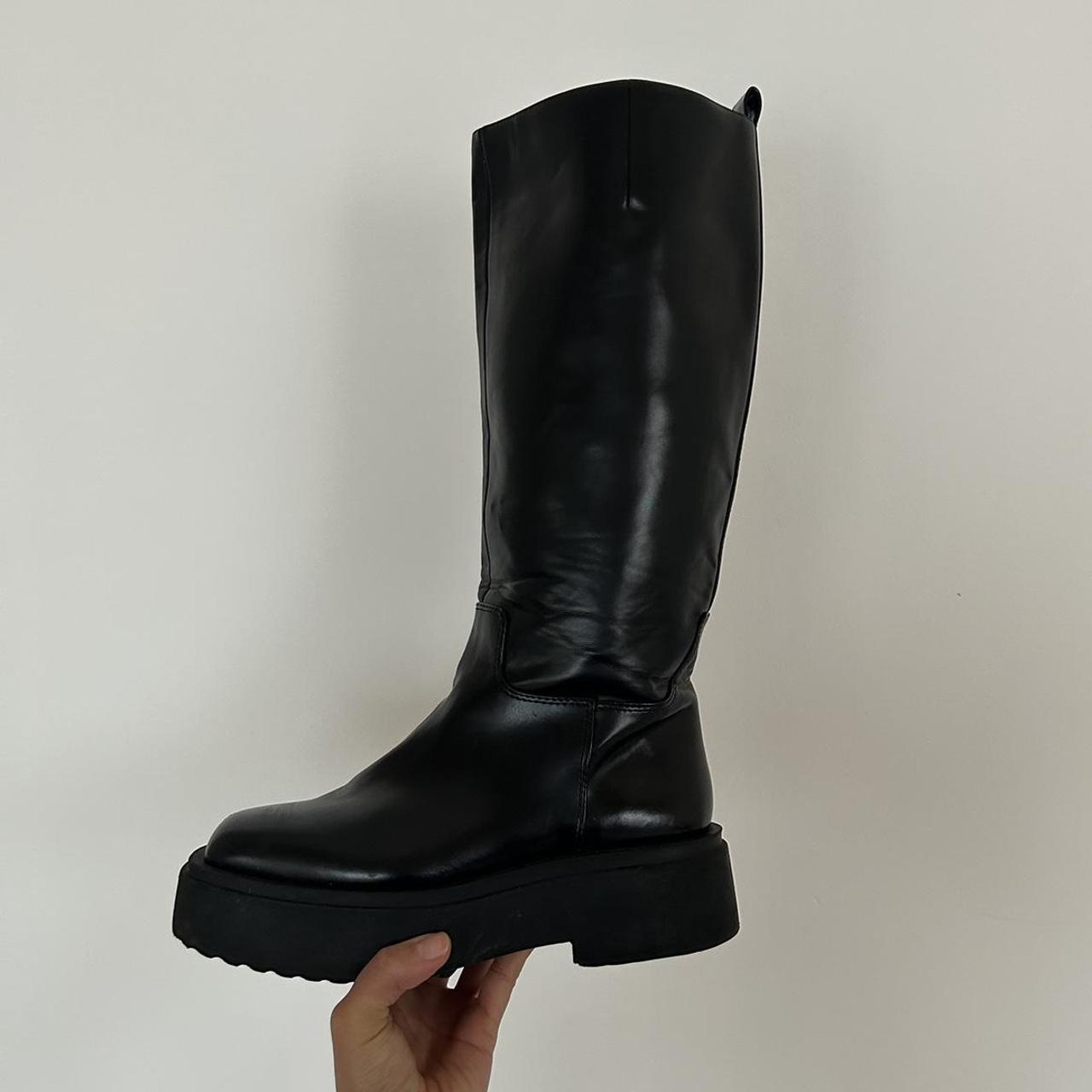 H&M studio black high knee boots in size EU 40 Worn... - Depop