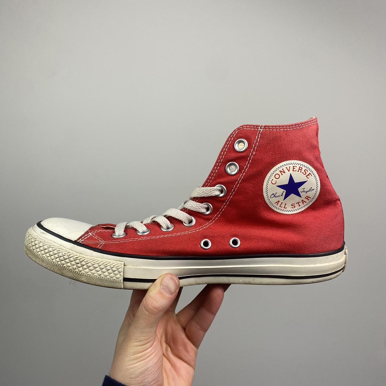 Red classic converse hi tops Mens 8/womens... Depop