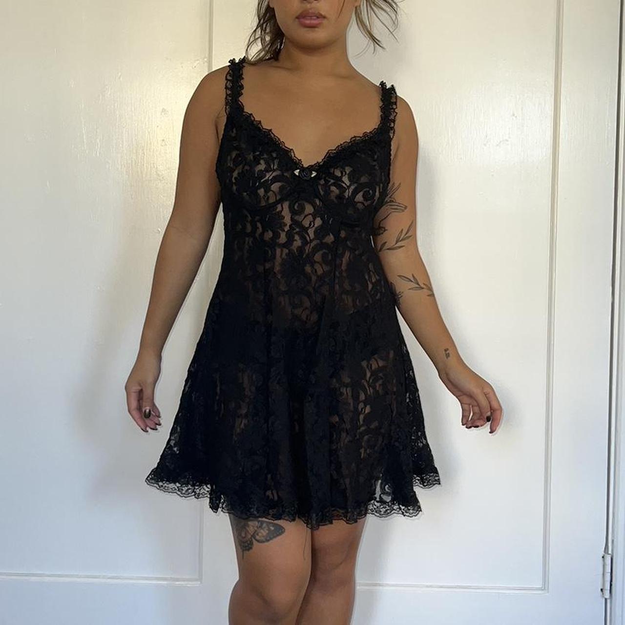 Black lace babydoll dress best sale