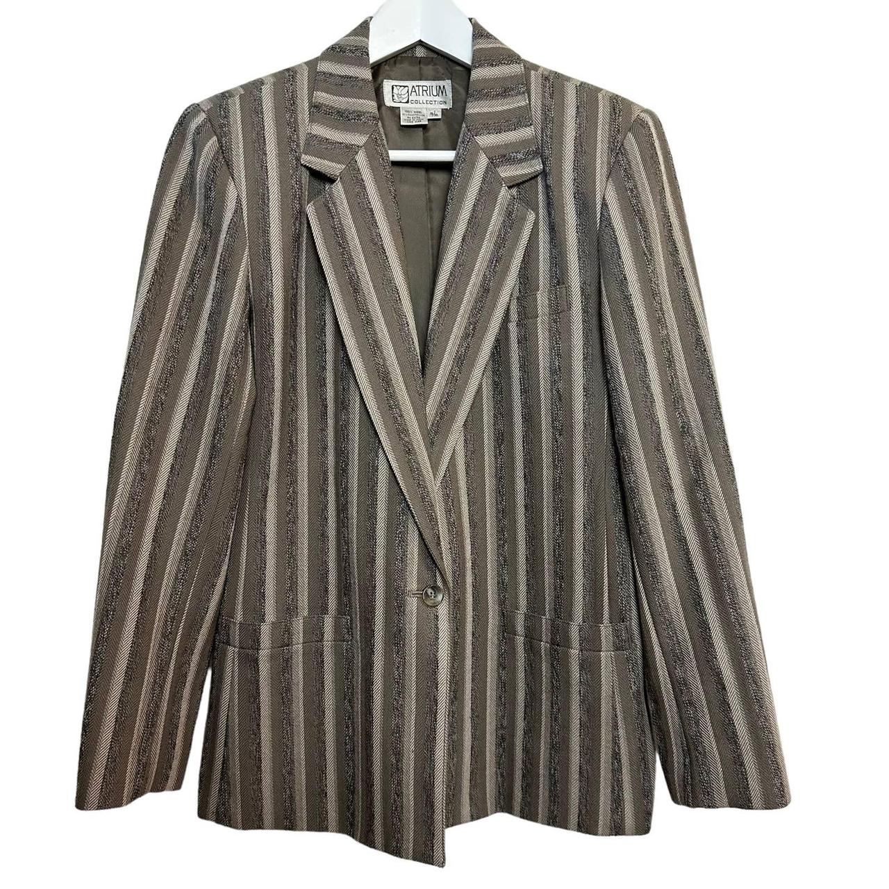 Vintage 90s Atrium Collection Neutral Striped Wool... - Depop