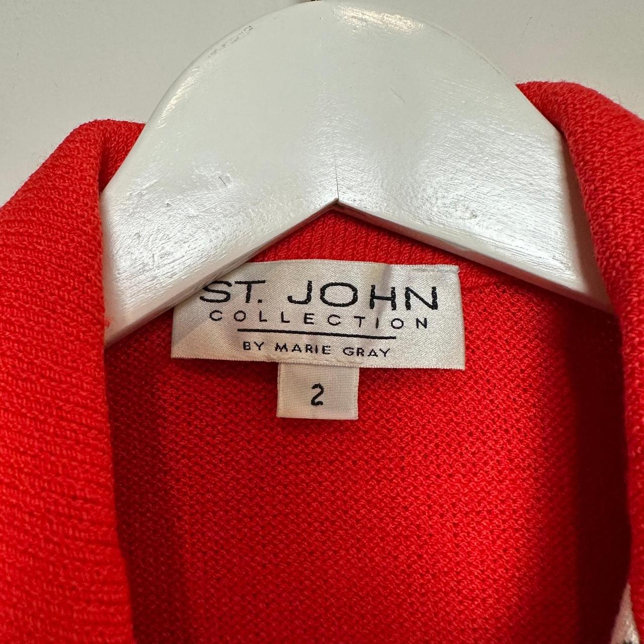 St. John Collection by sold Marie Gray Red Black Button Down Sweater Size 8