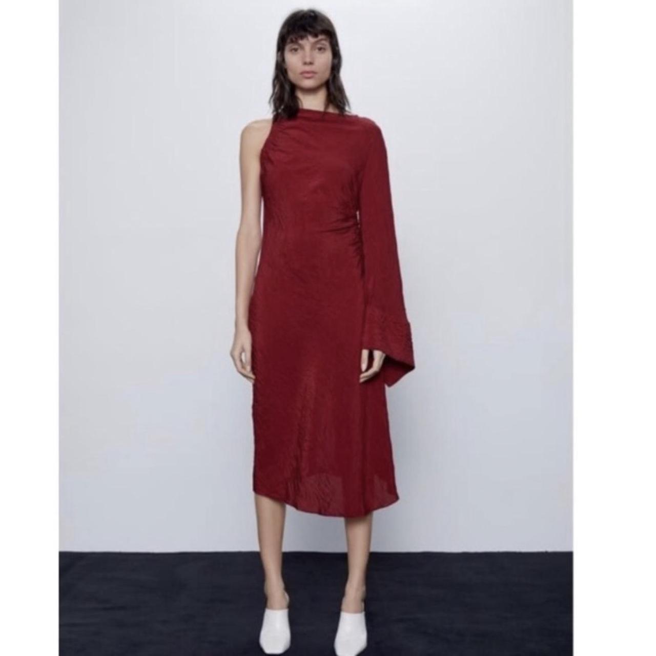 Zara red 2024 asymmetric dress