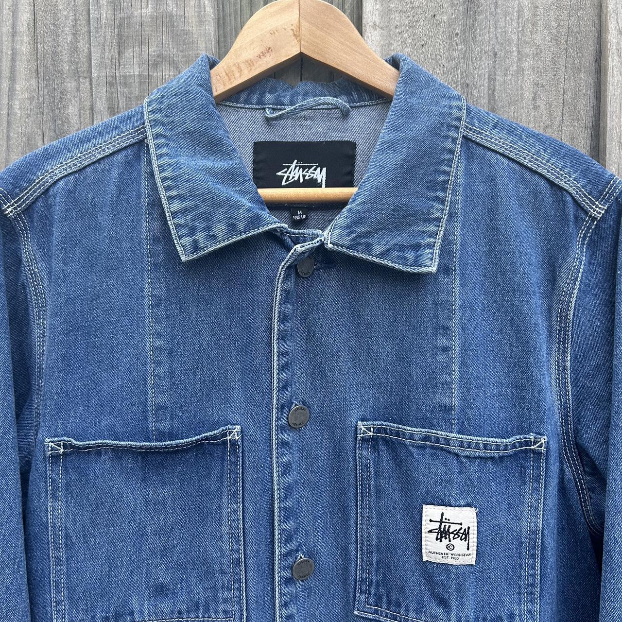 Vintage Stüssy ‘Workgear’ Denim Chore Coat / Jacket... - Depop