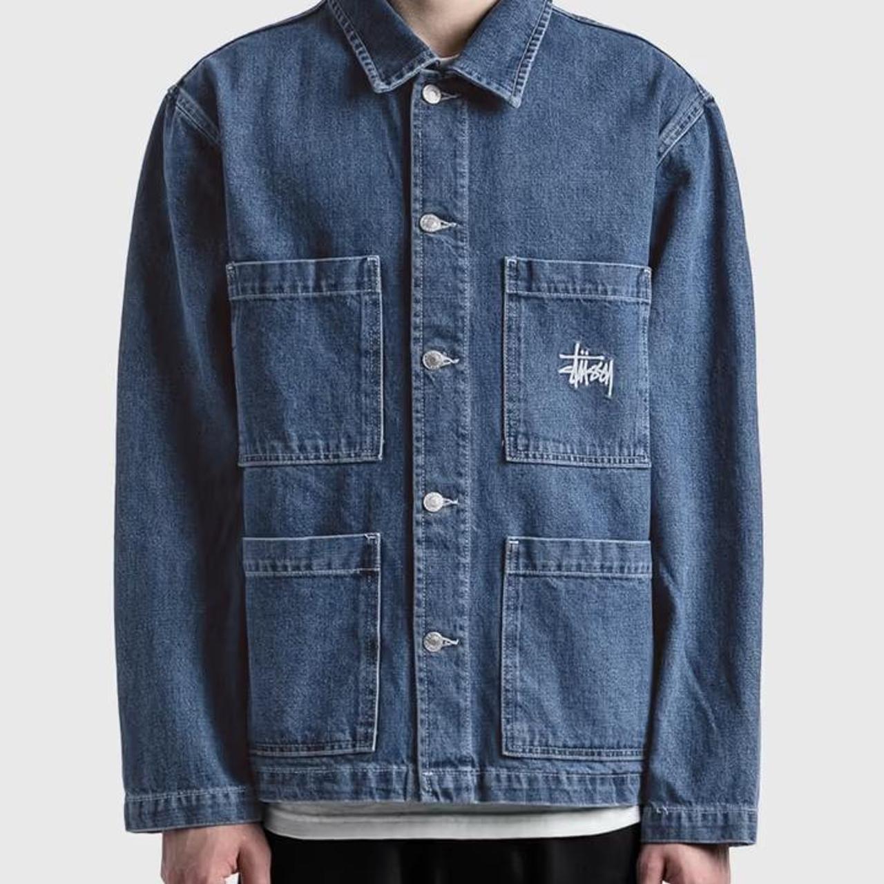 Vintage Stüssy ‘Workgear’ Denim Chore Coat / Jacket... - Depop