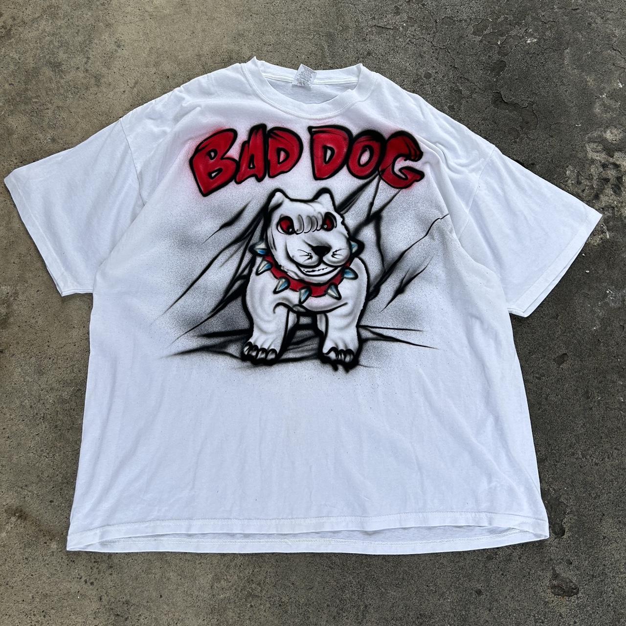 Vintage y2k early 2000’s DIY Graffiti Bad Dog T... Depop