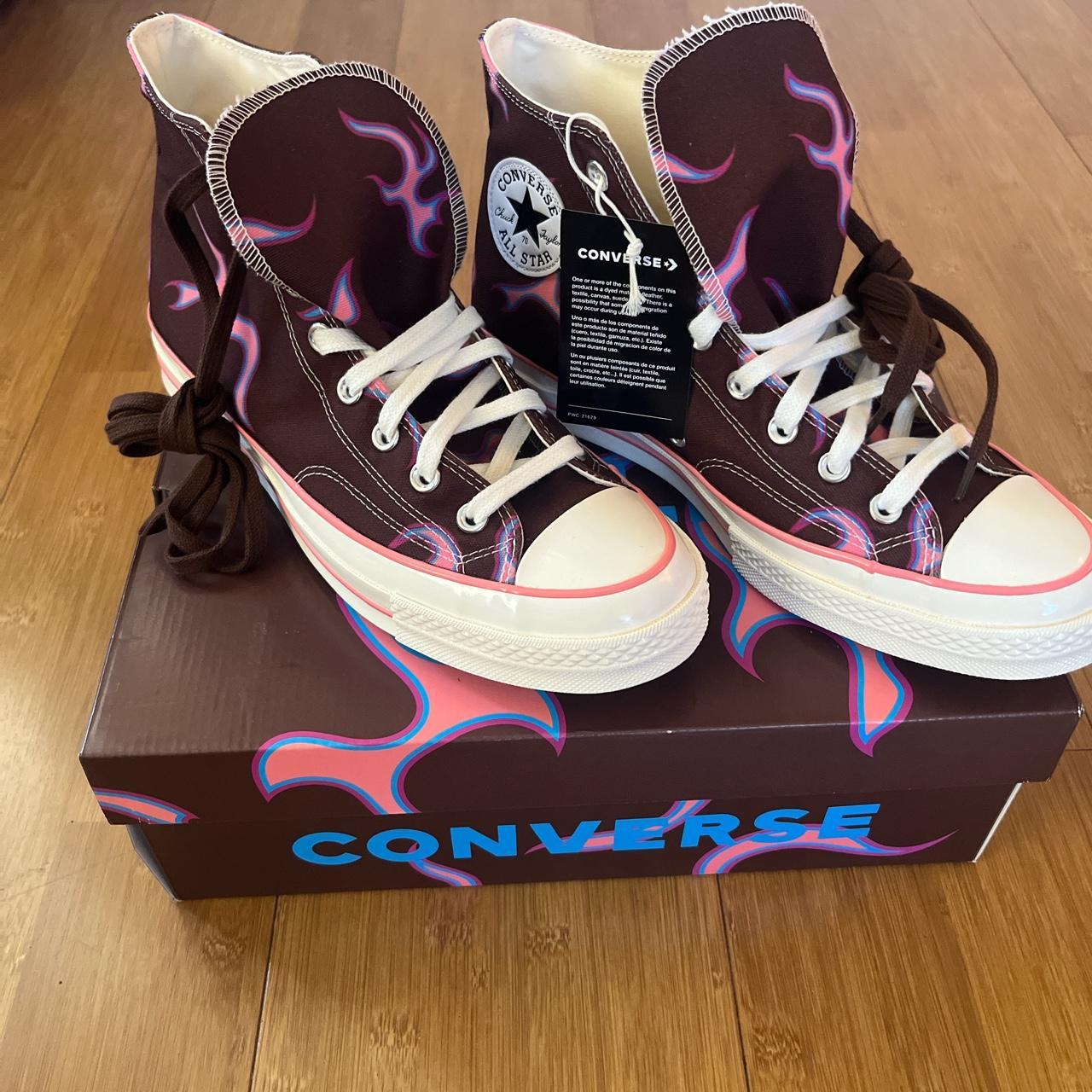 Golf Wang chuck 70s - brown/pink flame print. Brand... - Depop