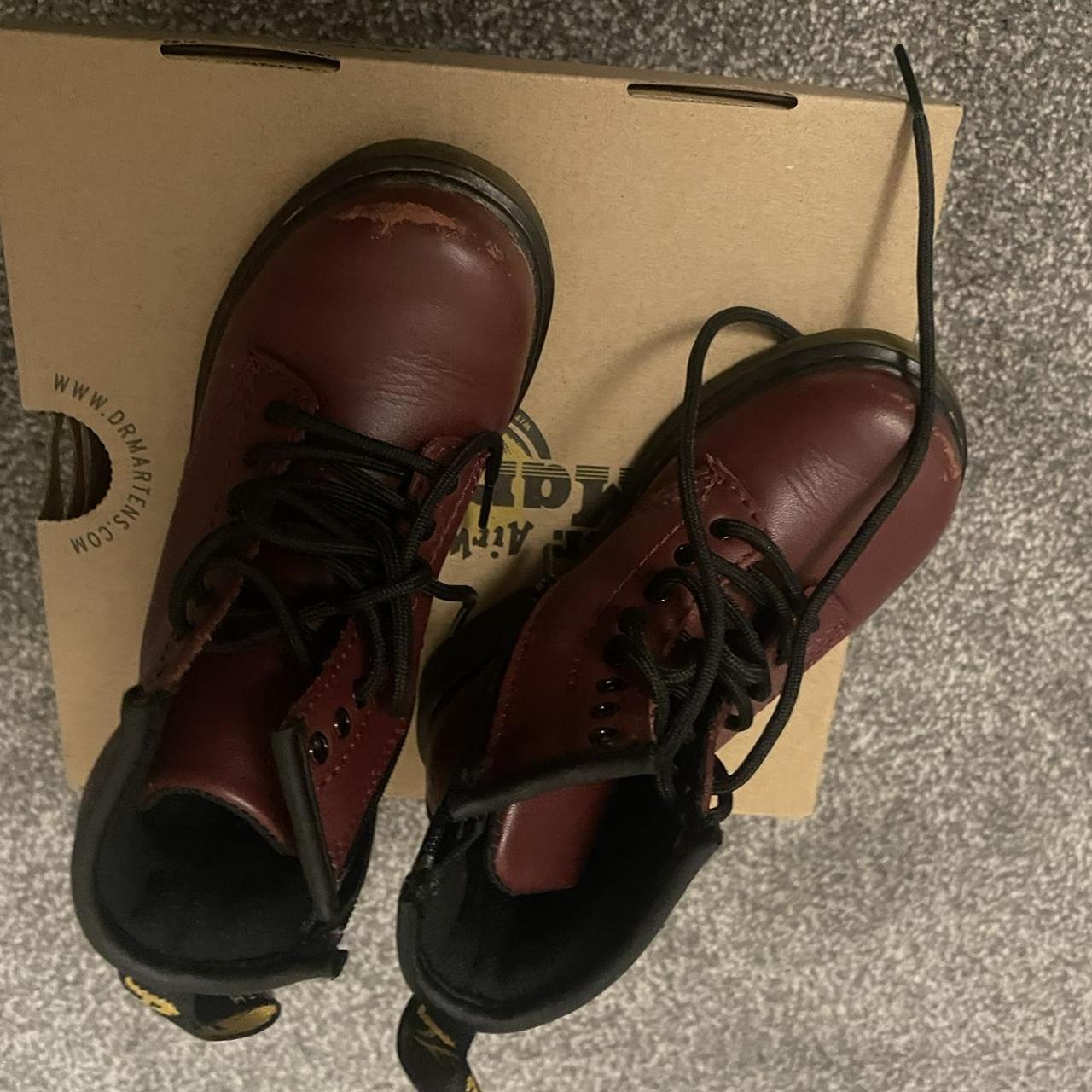 Kids maroon dr Martins shoes - some scuff on front... - Depop