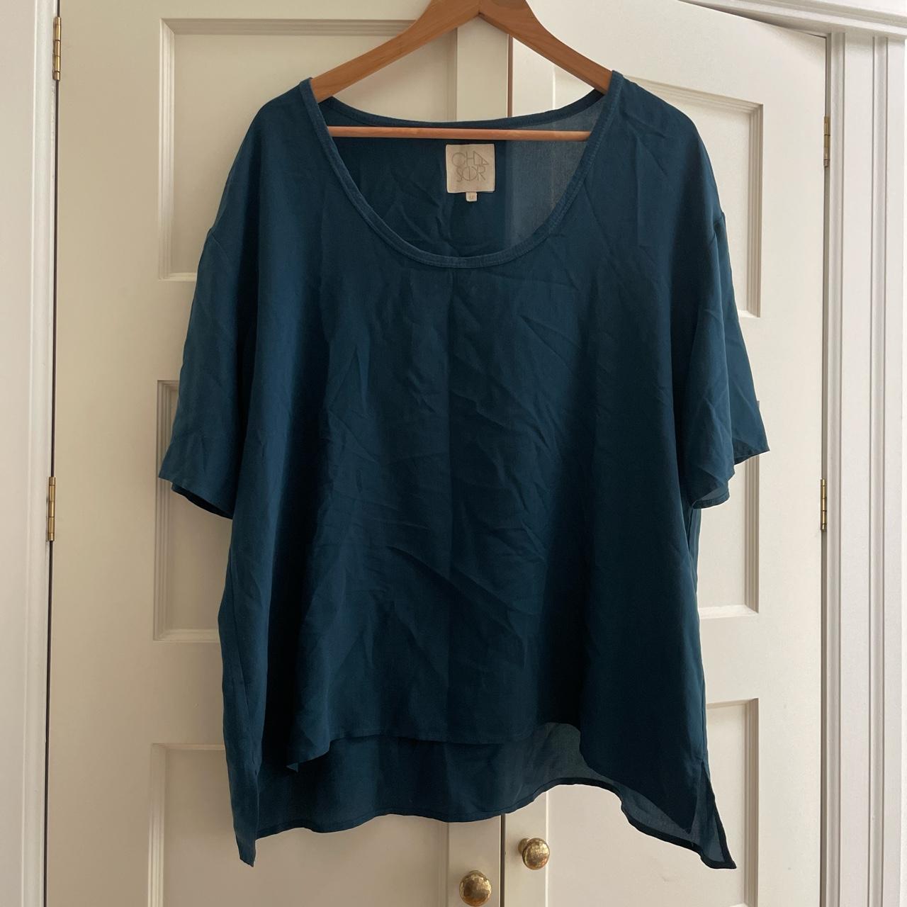 cha sor crepe de chine blue silk top some pulls in Depop