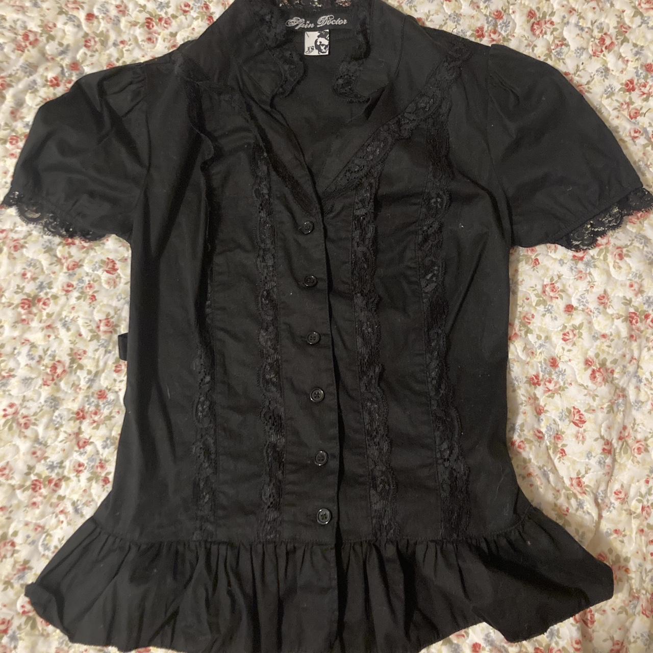 Rare Spin Doctor Goth Lace Button Up... - Depop