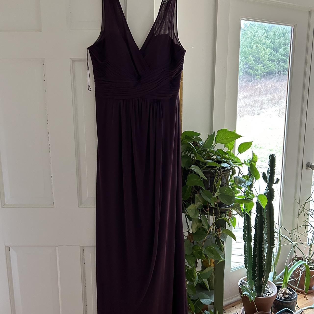 ADRIANNA PAPELL purple draped Tulle Gown Long Dress Depop