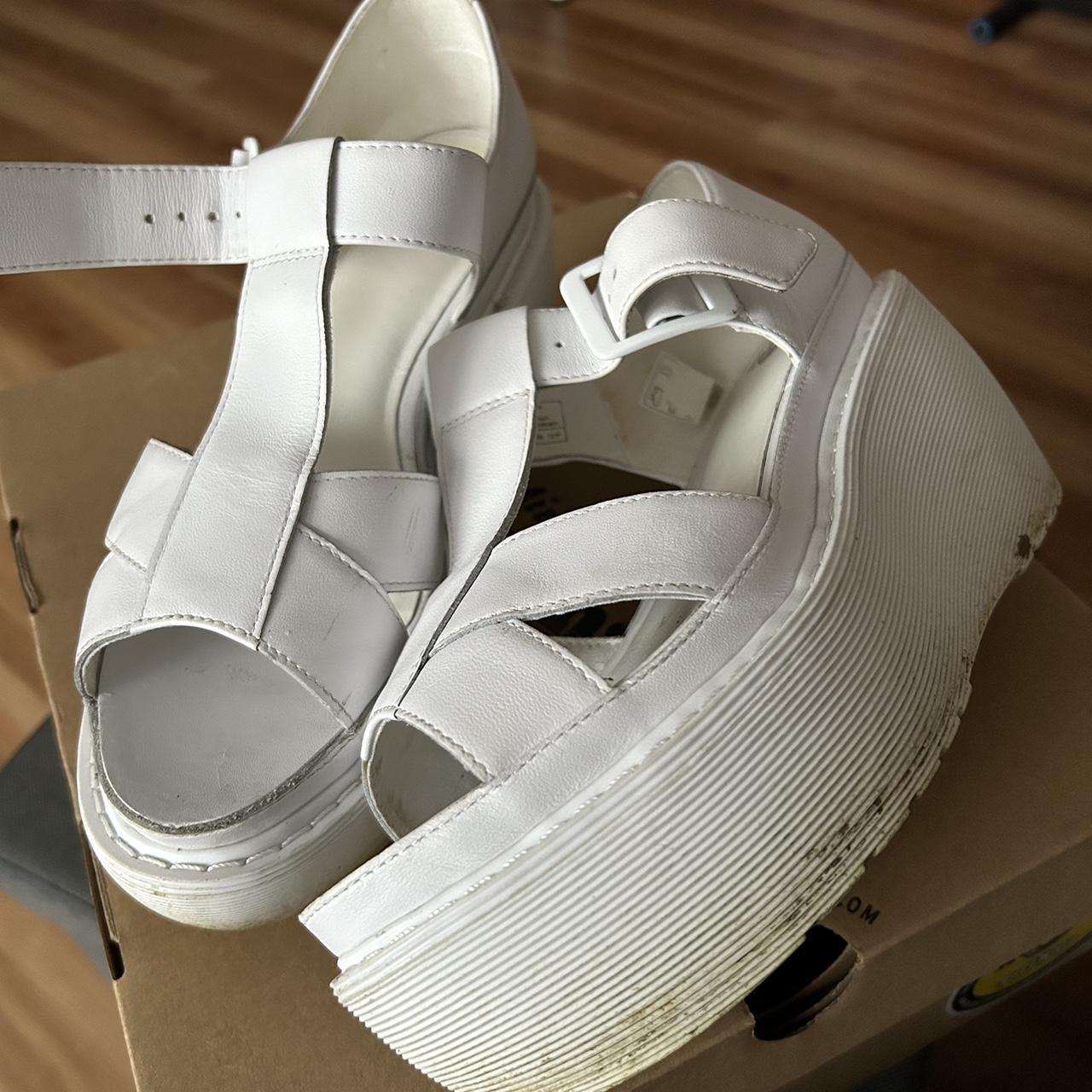 Dr. Martens Adaya Platform Cross Strap Sandals white. Depop