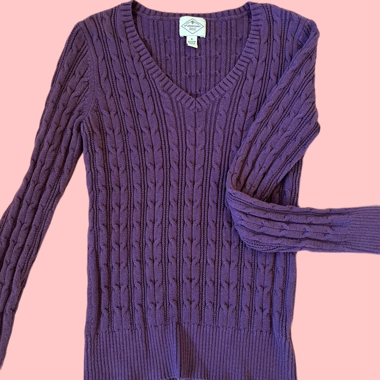 purple cable knit sweater 🪻 so cute layered with a... - Depop