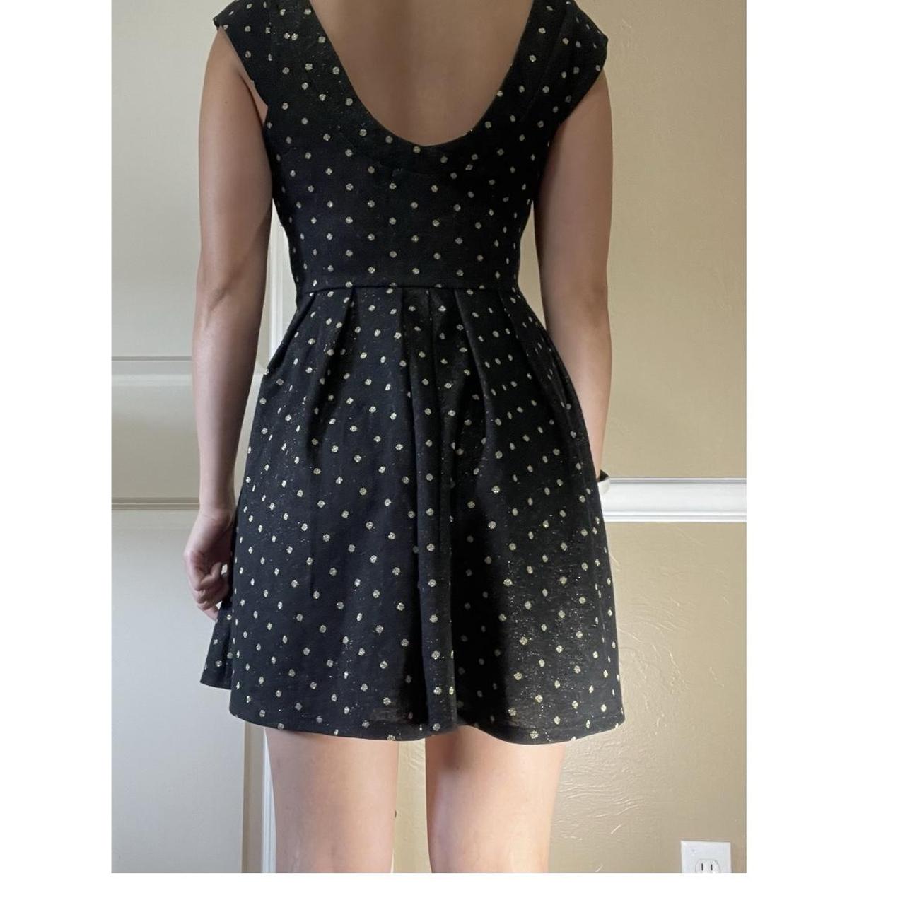 Metallic gold polka dot mini dress SP stretchy... - Depop