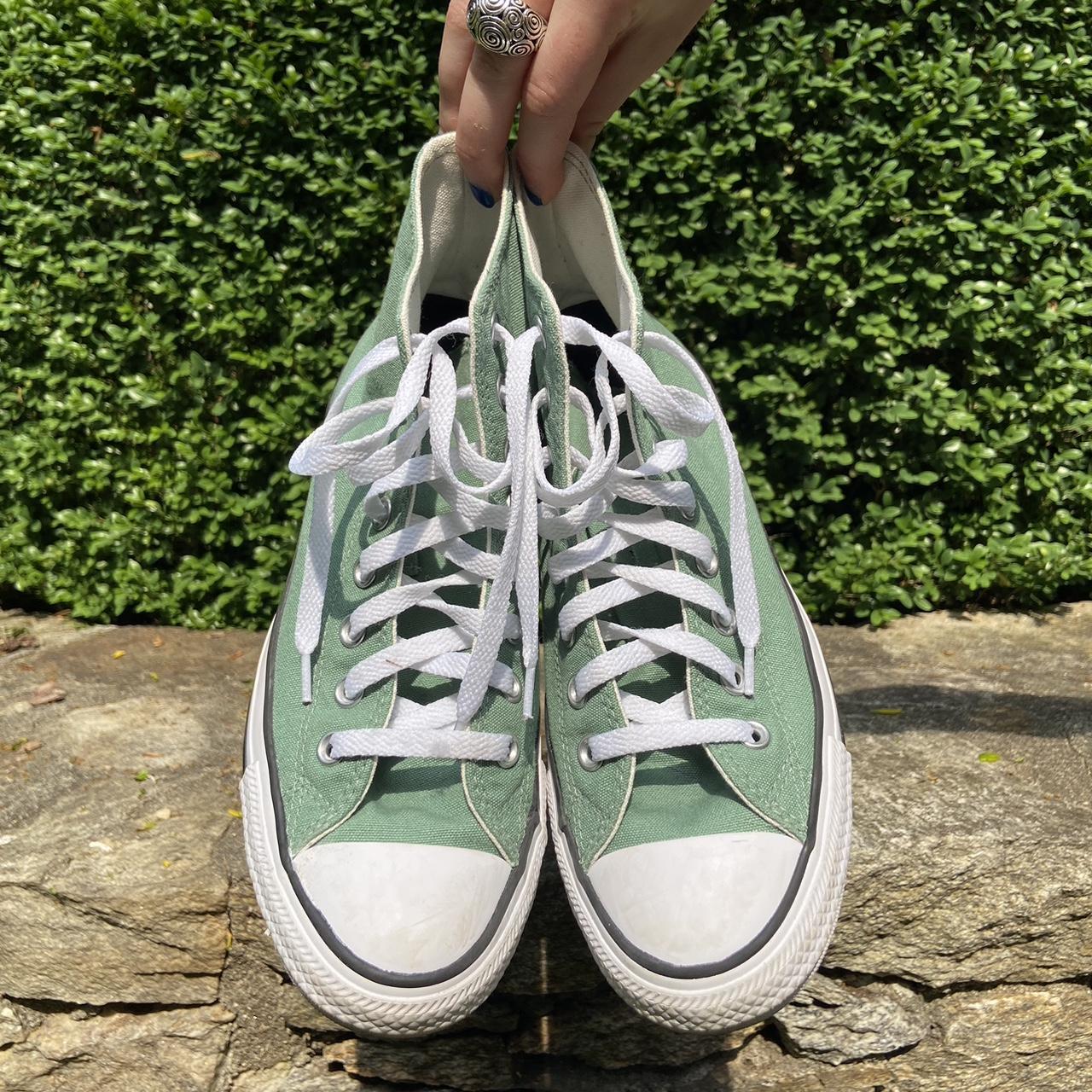 Converse custom wide fit sage green chuck... - Depop