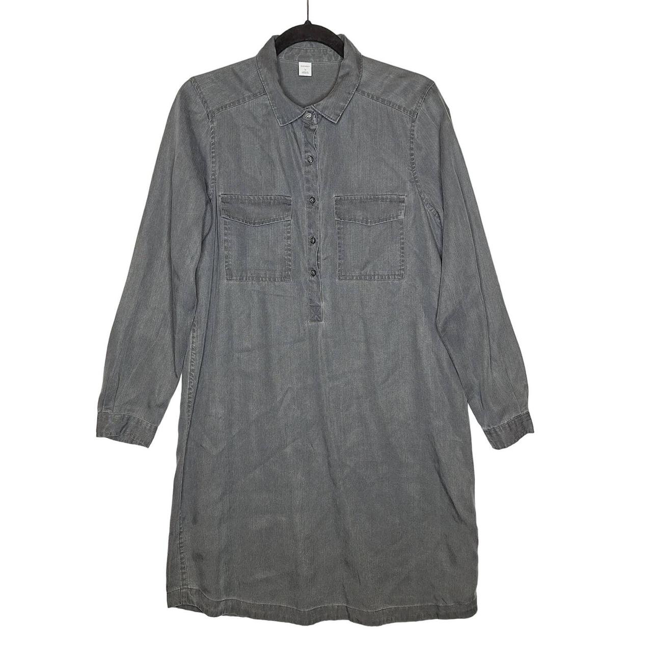 Old Navy Tencel Shirtdress Black Jack Grey Long