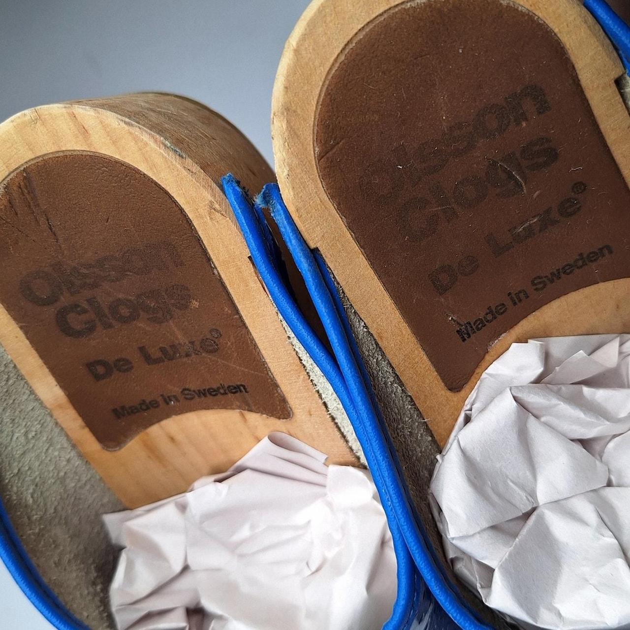 Olsson Clogs De Luxe Sweden Blue Patent Leather Slip. Depop