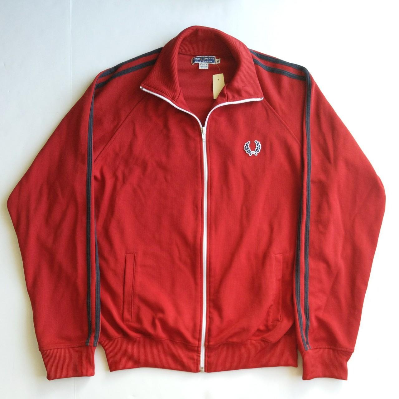 Fred Perry Men's Red and Navy Jacket | Depop