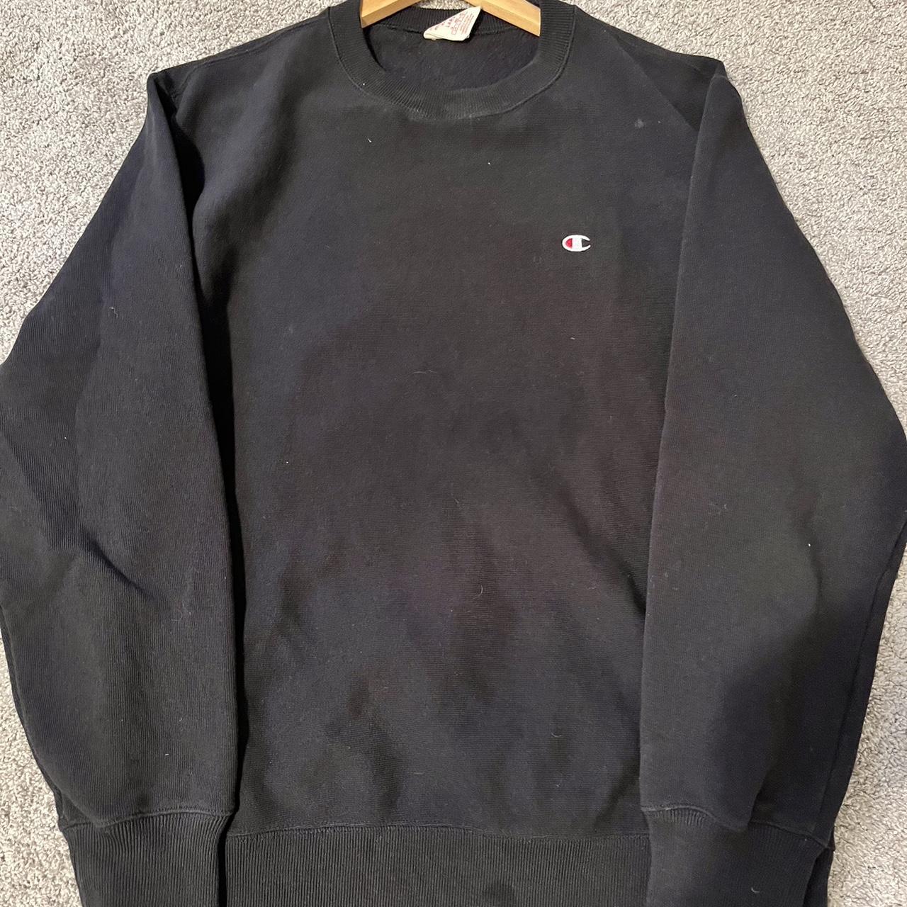 Black Champion Reverse Weave Jumper Size:... - Depop