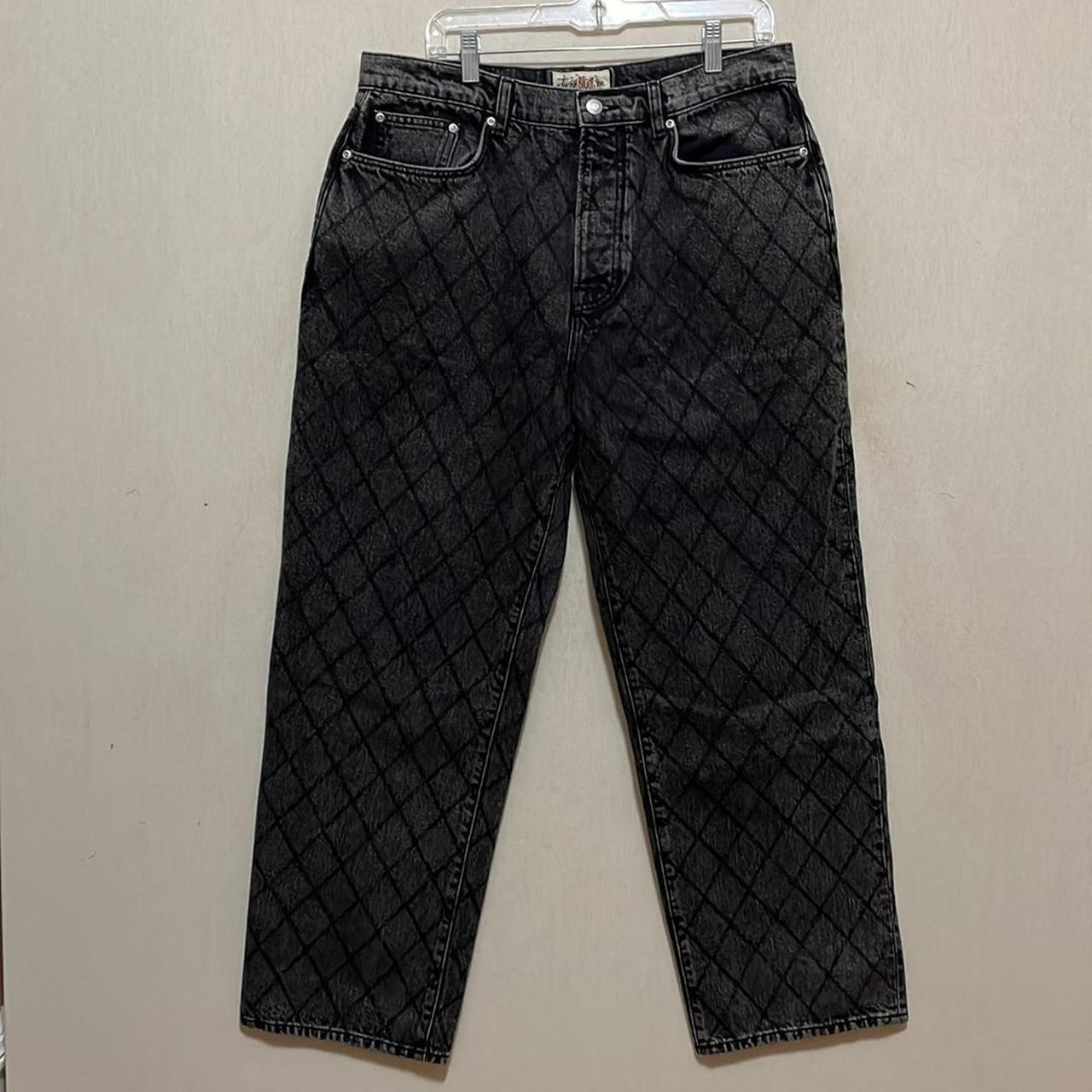 BNWT Stussy big ol jeans black/grey quilted jeans... Depop
