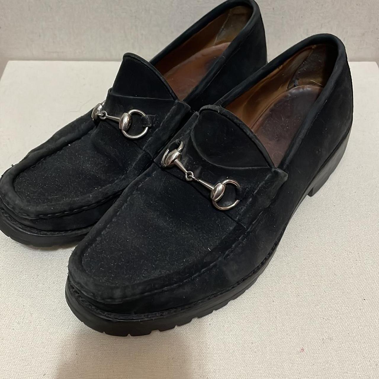 Vintage black suede Gucci loafers men’s 9 made in... - Depop