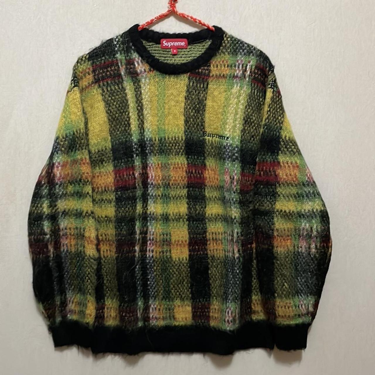 Supreme plaid mohair crewneck sweater size small.... - Depop