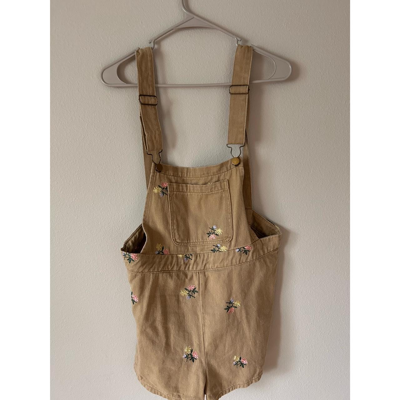 Cider Women's Khaki and Brown Dungareesoveralls Depop
