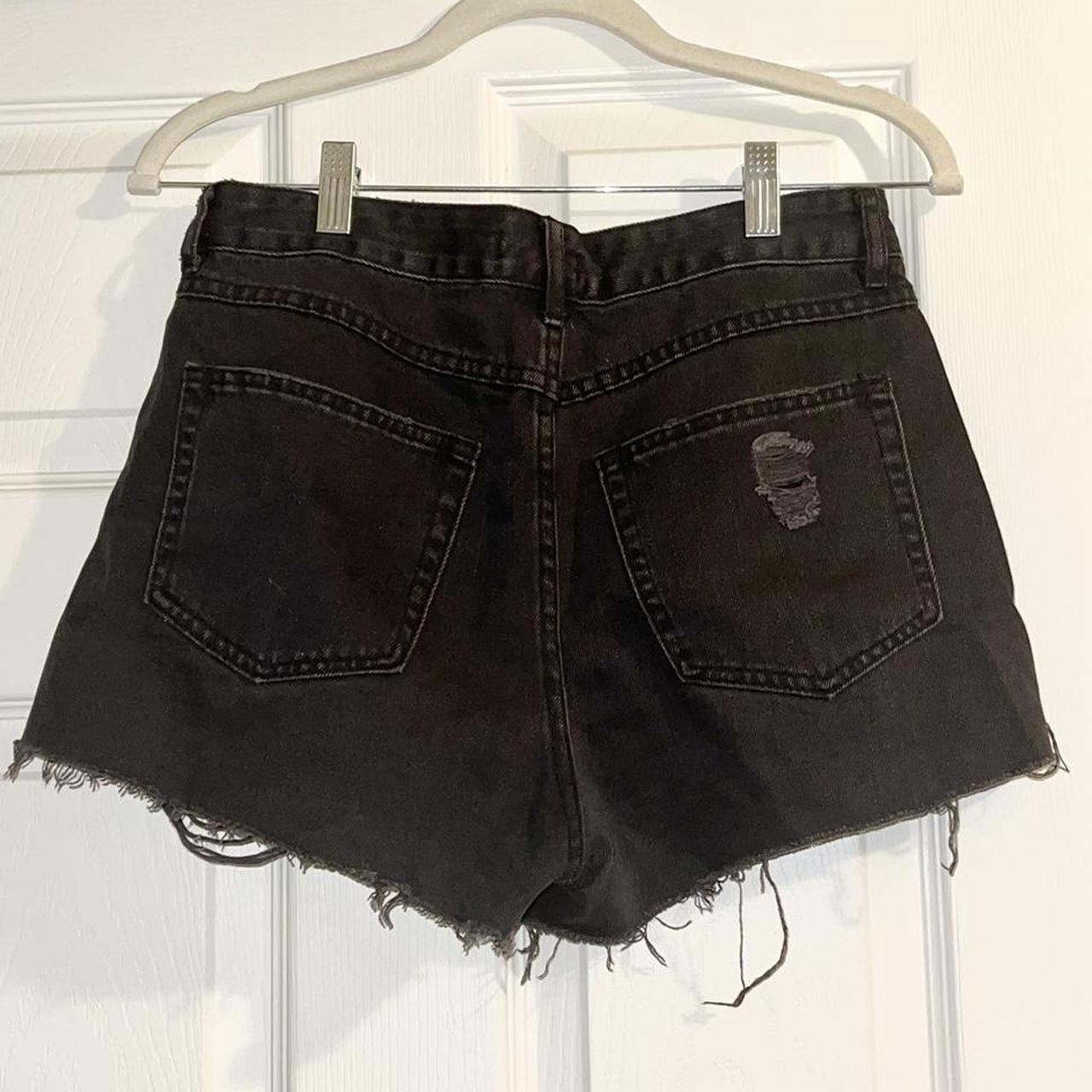 Black distressed shorts in perfect condition! Worn a... - Depop