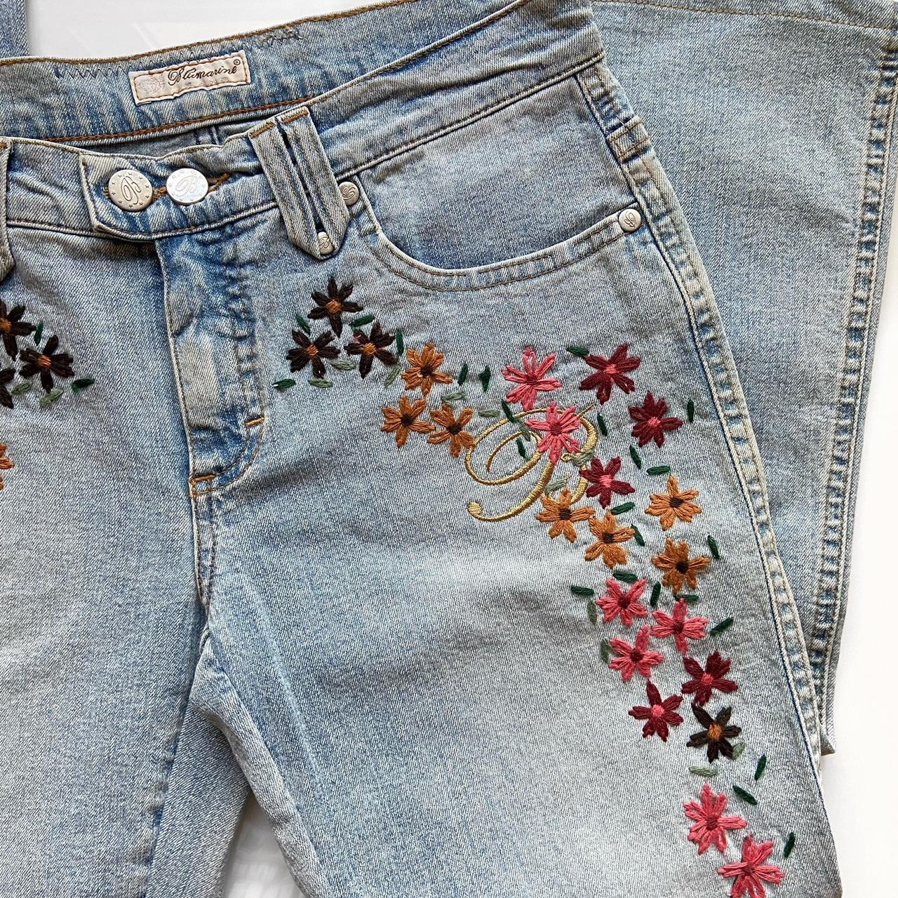 Vintage Floral Blumarine Jeans rare deadstock... - Depop