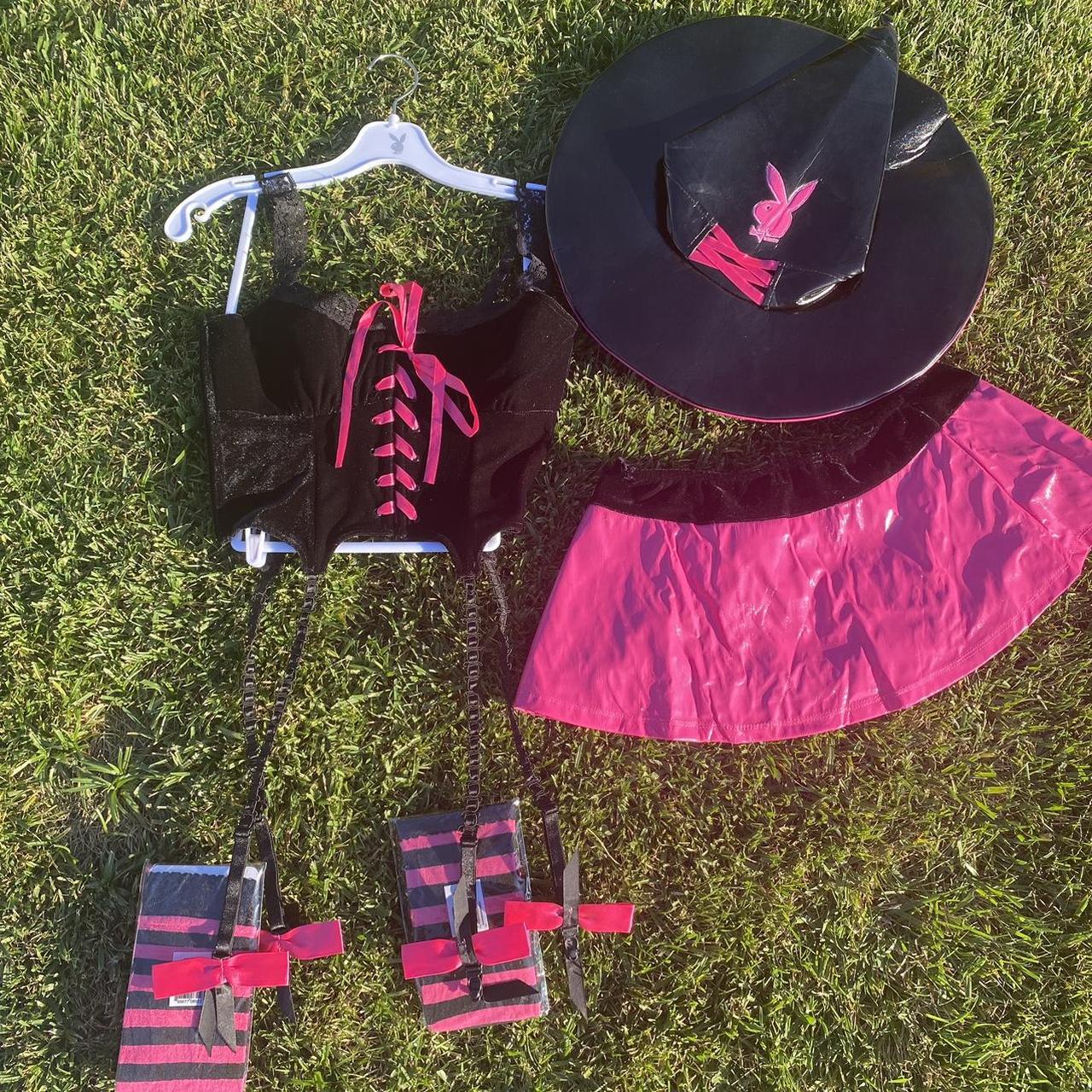 Playboy Women's Black and Pink Fancydress Depop