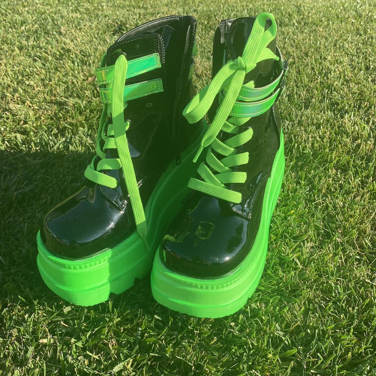 Demonia Black and Green Demonia Shaker 52 Platform... Depop