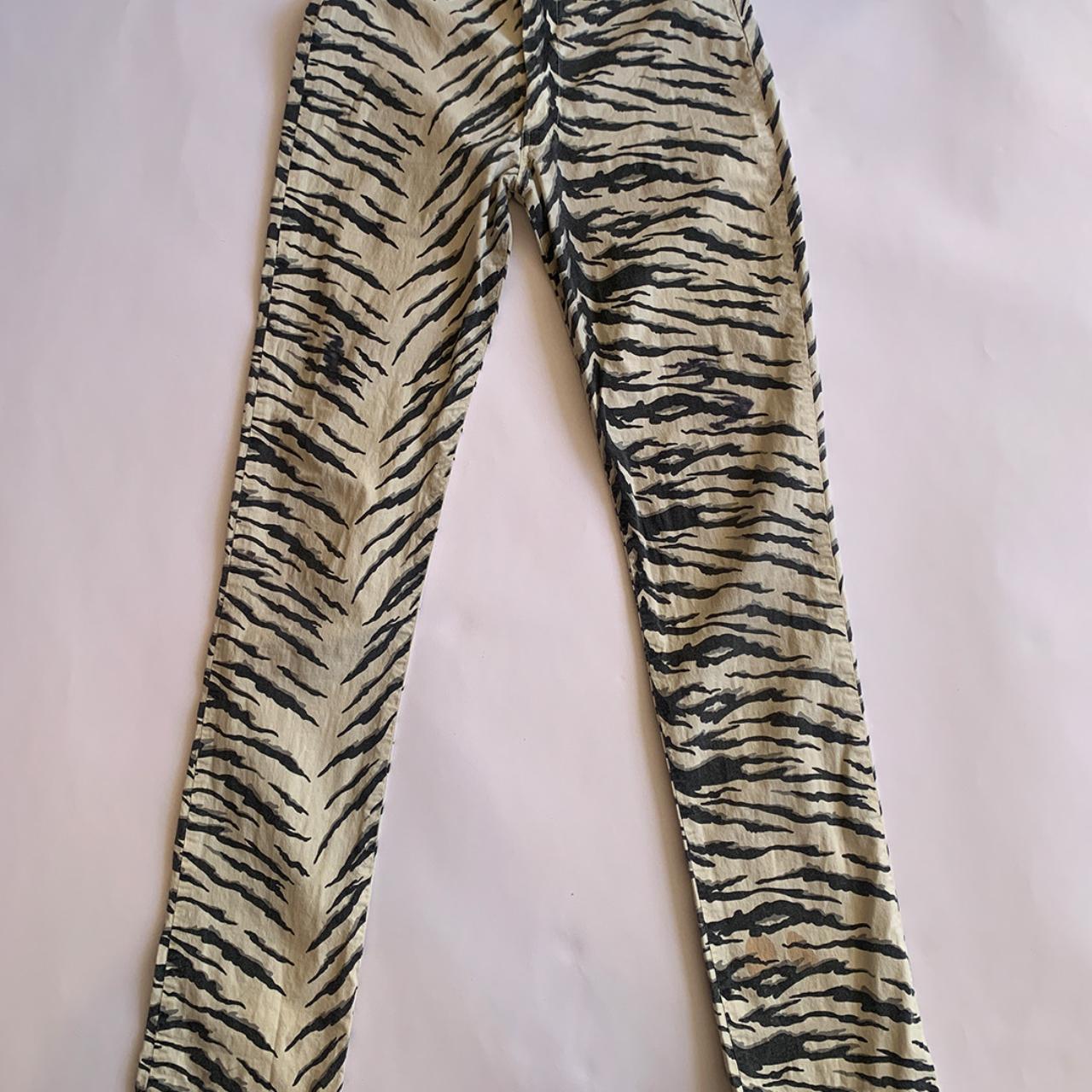 RARE Vintage 80s FIORUCCI Safety Jeans- Pink and Black- Zebra Print- Size  34EUR