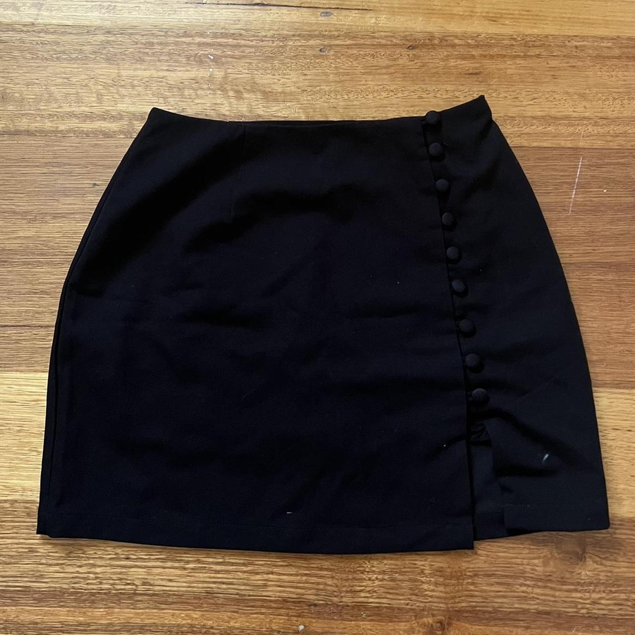 glassons black mini skirt with small split hem... - Depop