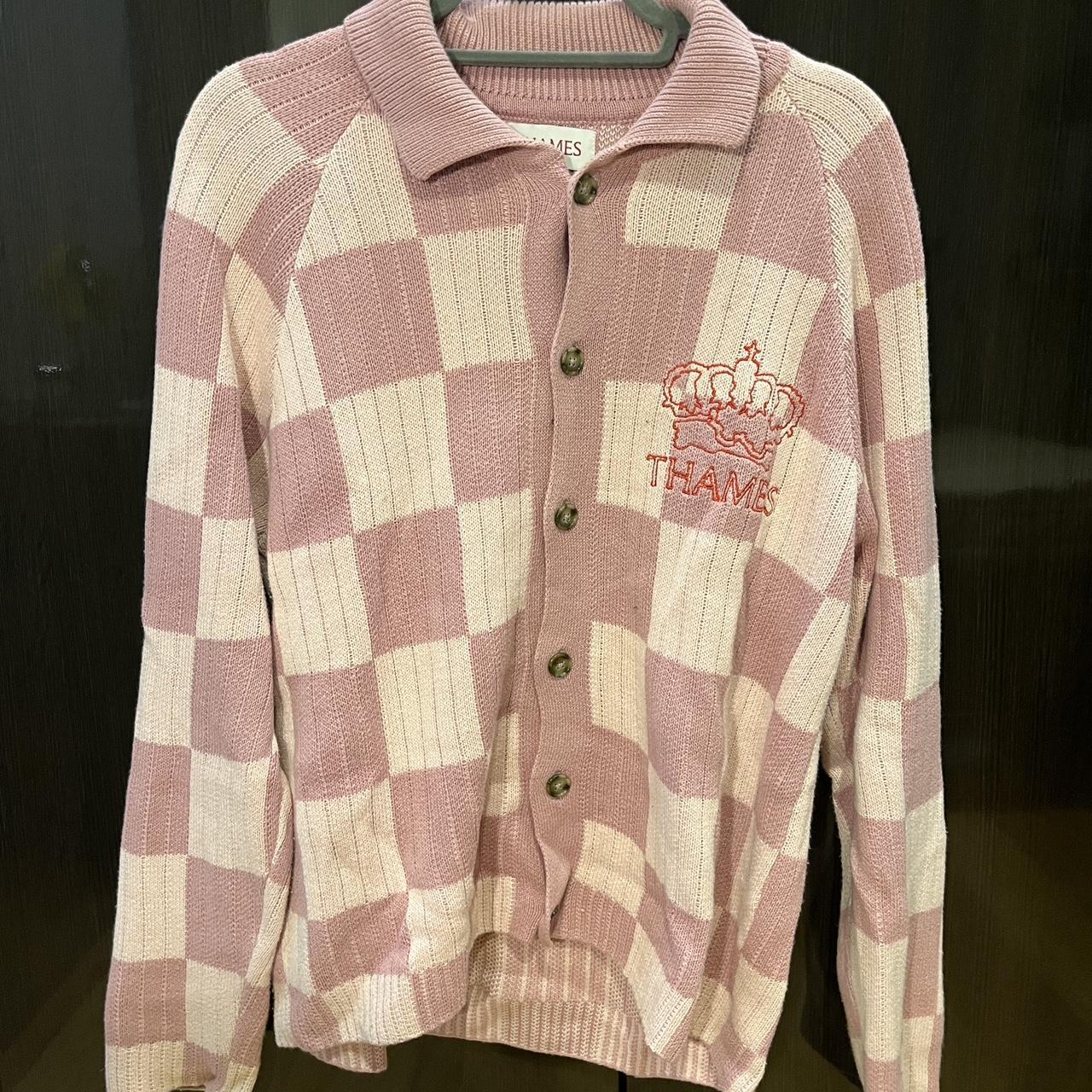 Thames MMXX. Thames pink knit button up Size... - Depop