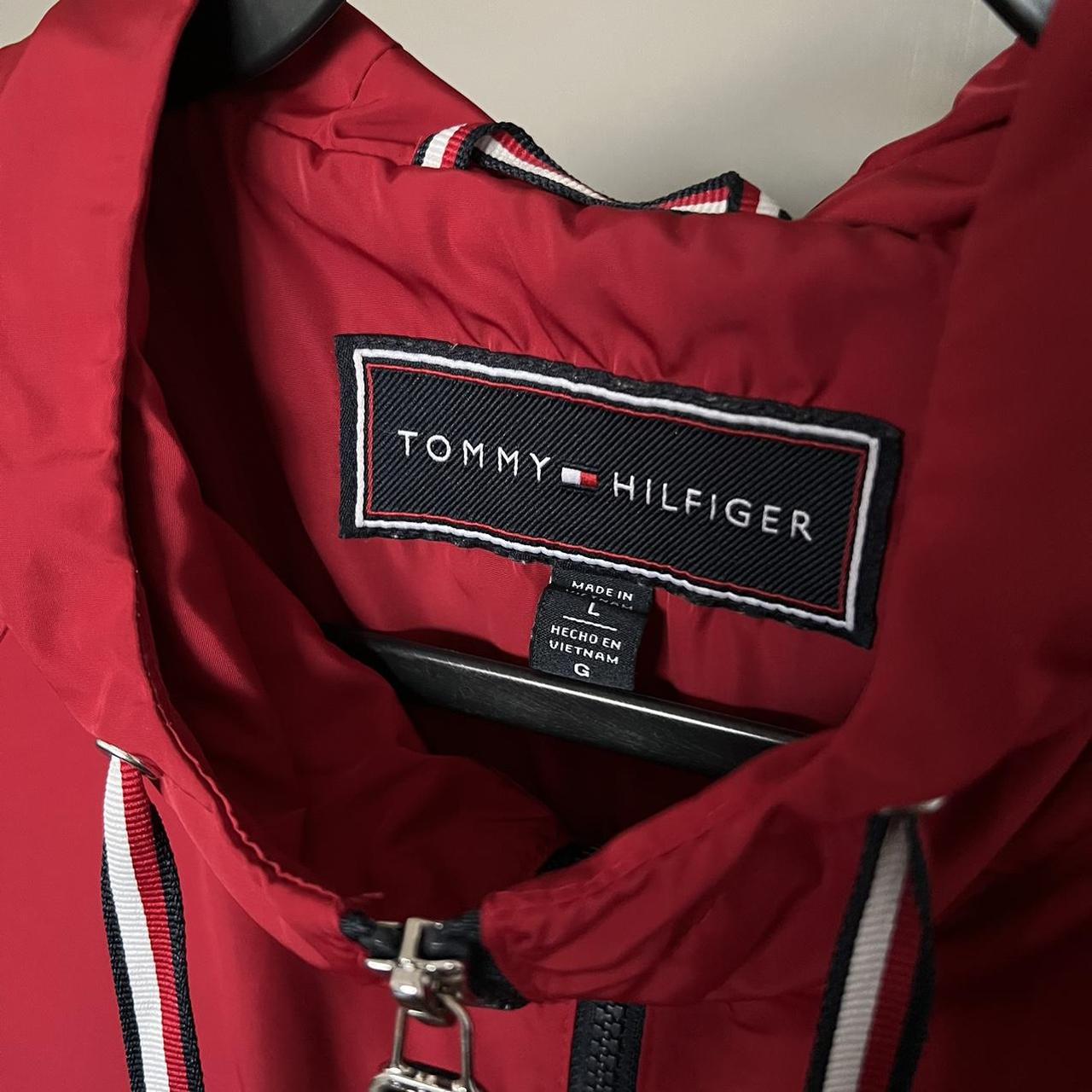 Tommy Hilfiger Women's Red and White Jacket | Depop