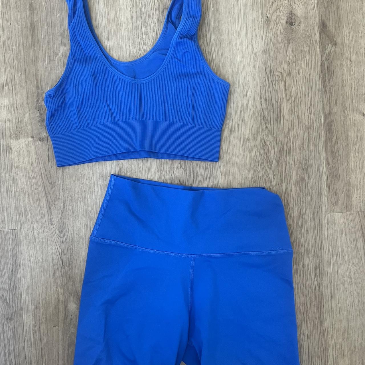 Cute blue aerie set! Sports bra and bike shorts in... - Depop