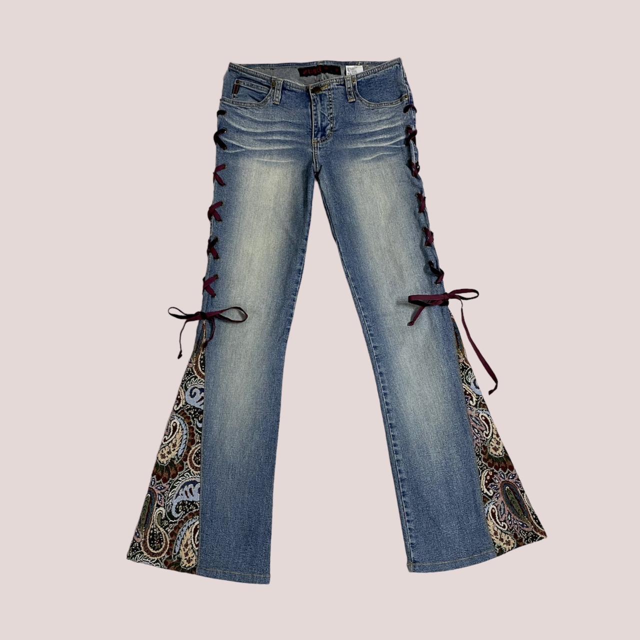 mudd lace up flare jeans ♡Brand: Y2K mudd! ... - Depop