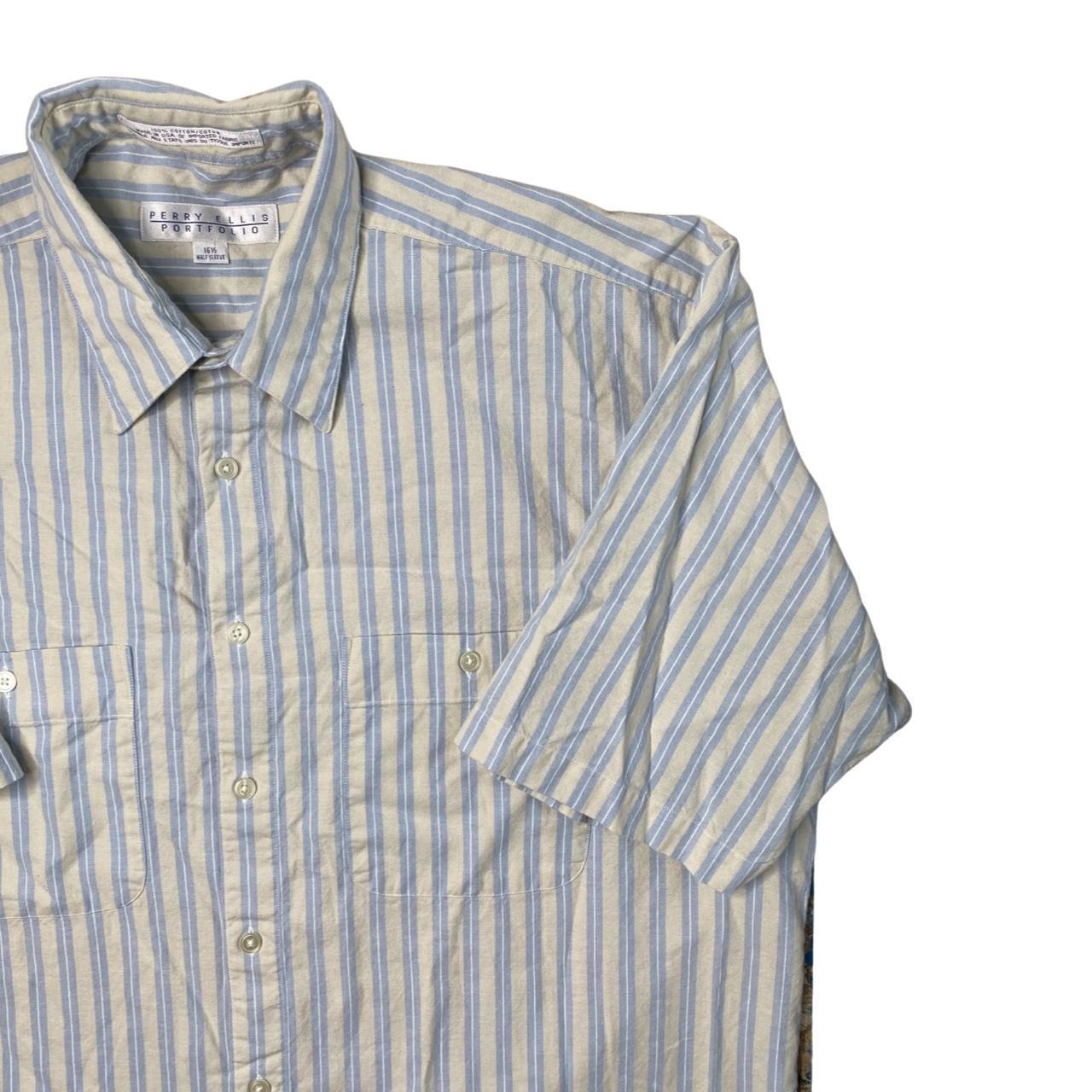 Perry Ellis Men's Blue and Cream Shirt (3)