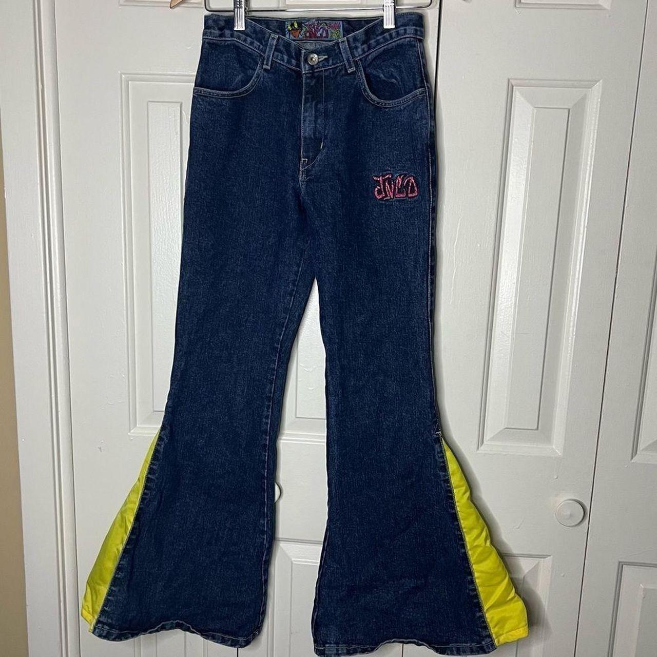 Early 90s style flare leg pants with yellow