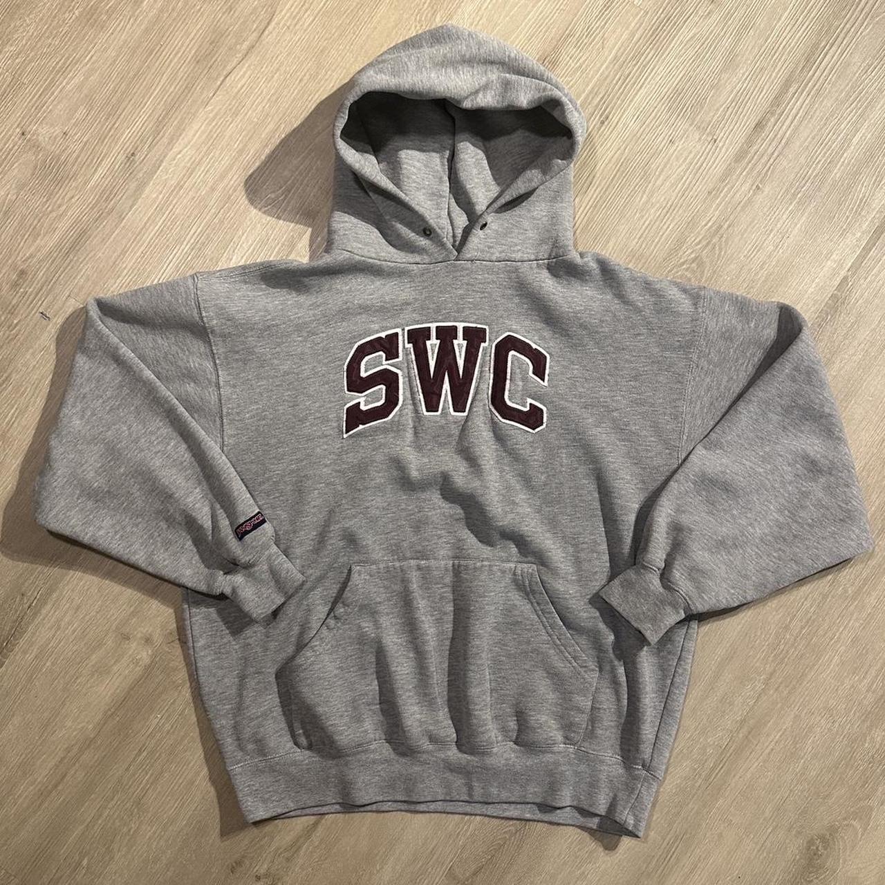 Vintage College Letter Hoodie Size Large Grey... - Depop