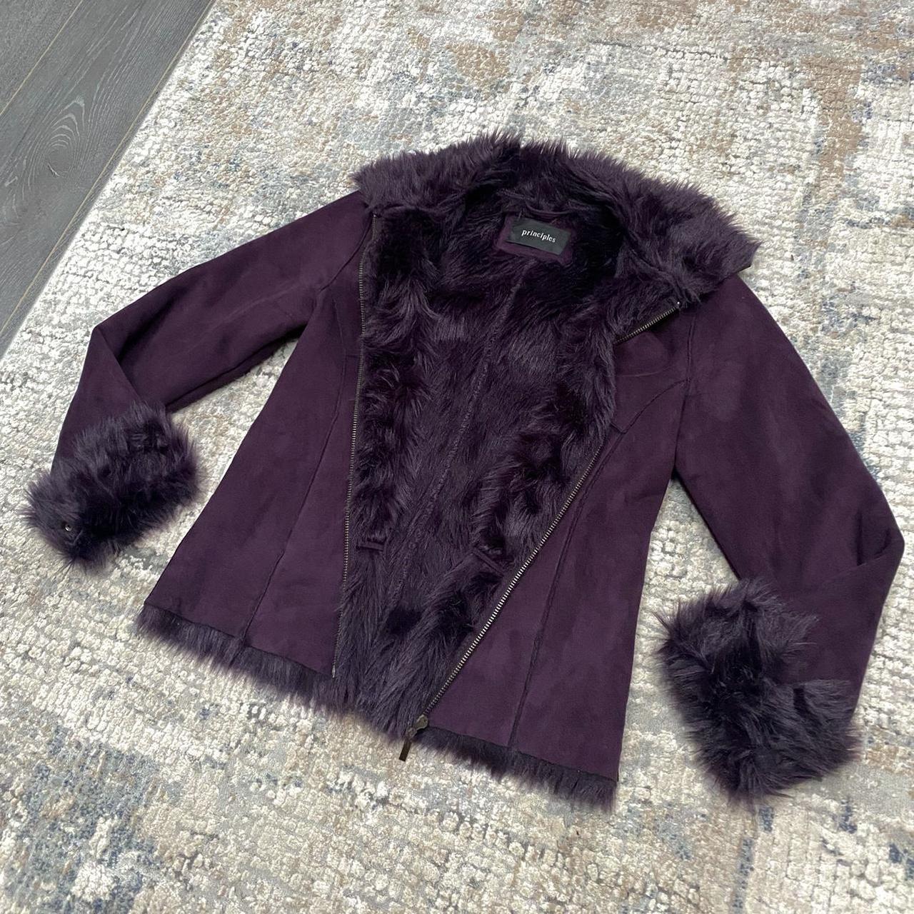 stunning vintage purple afghan coat penny lane faux... - Depop