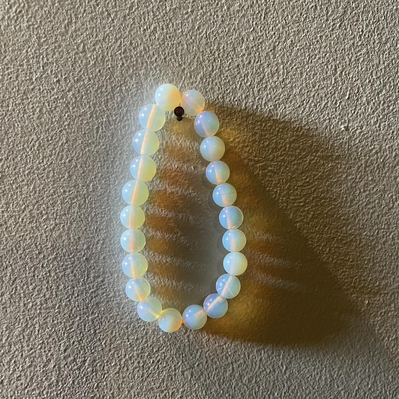 White Opalite Beaded Crystal Bracelet