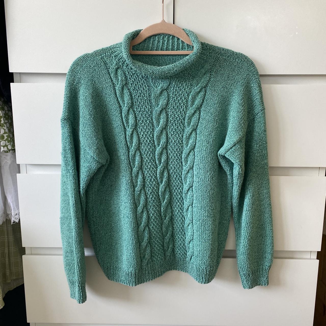 Turquoise Vintage Cable Knit Jumper Super cute... - Depop