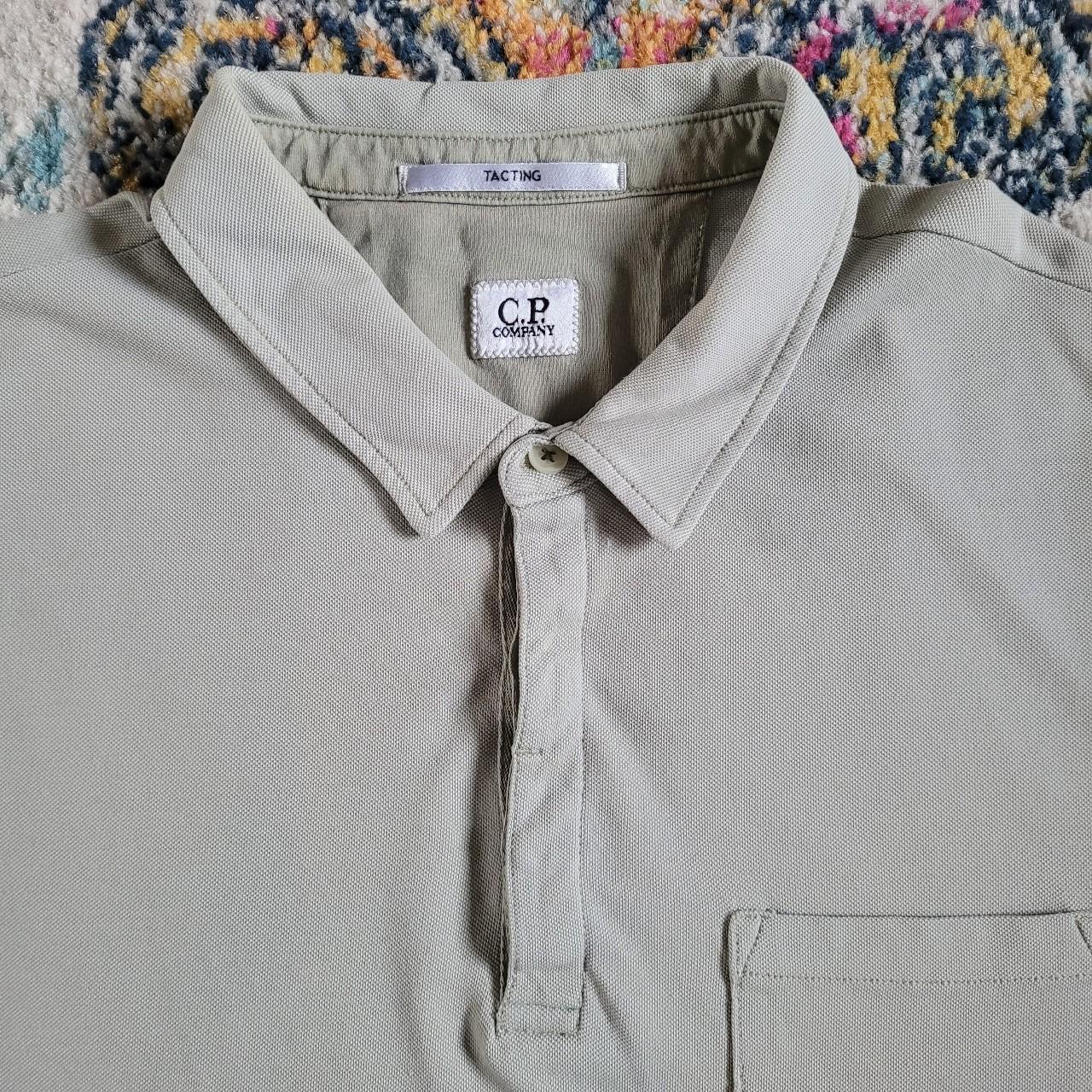 Vintage CP Company Polo Shirt Sage Green Size... - Depop