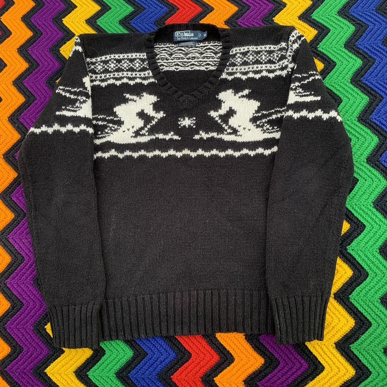 Polo Ralph Lauren Women's Black and White Jumper | Depop