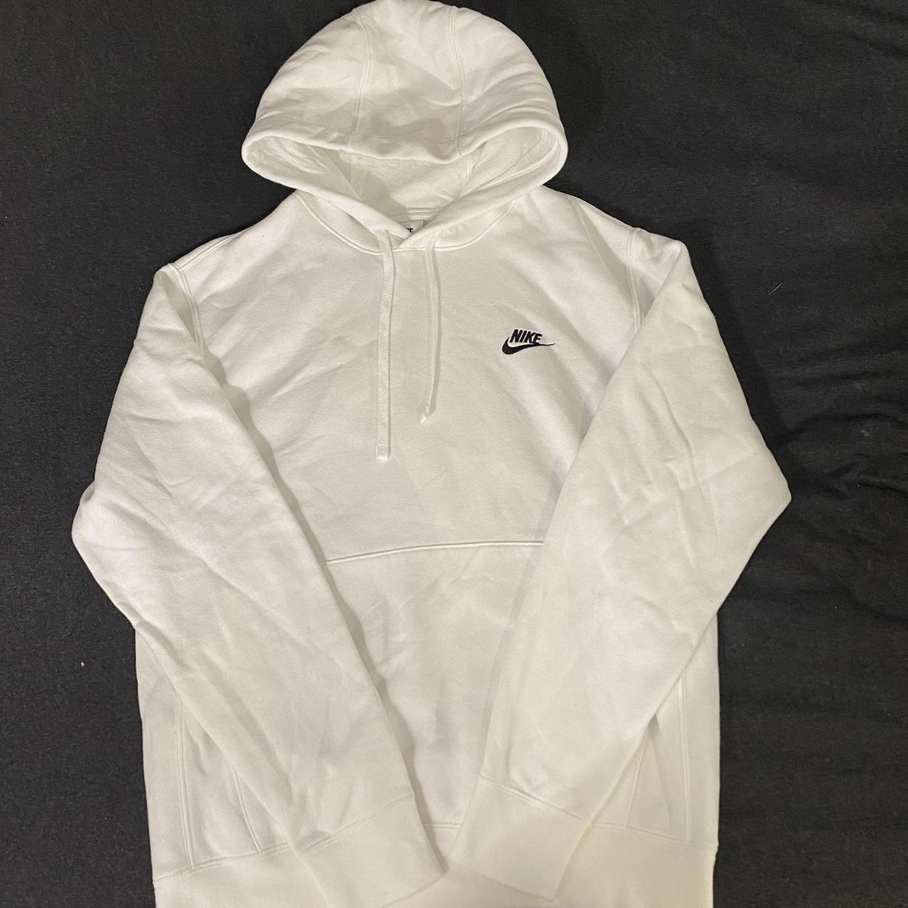 Nike white blank hoodie in size mens small In. Depop