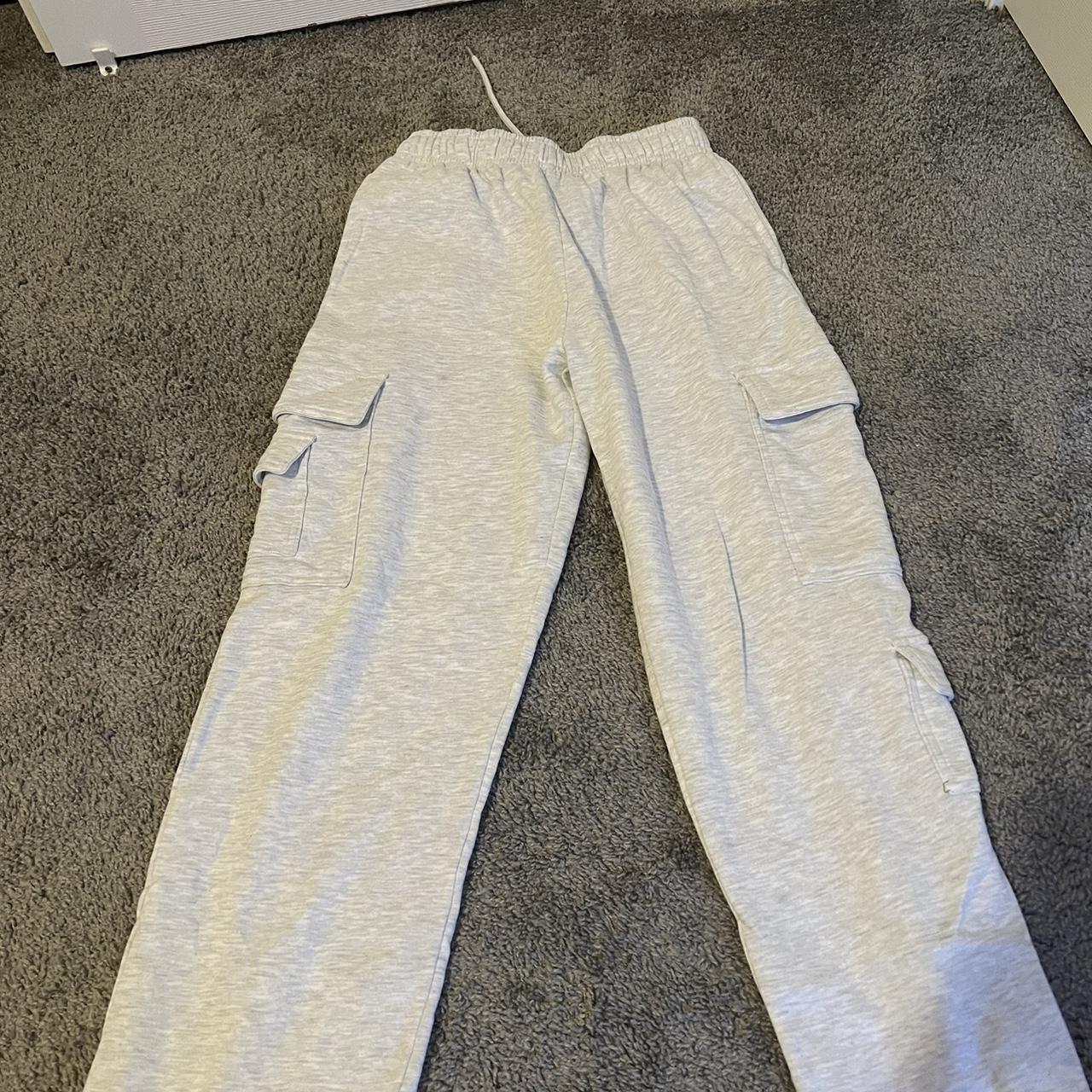 garage light grey cargo sweats