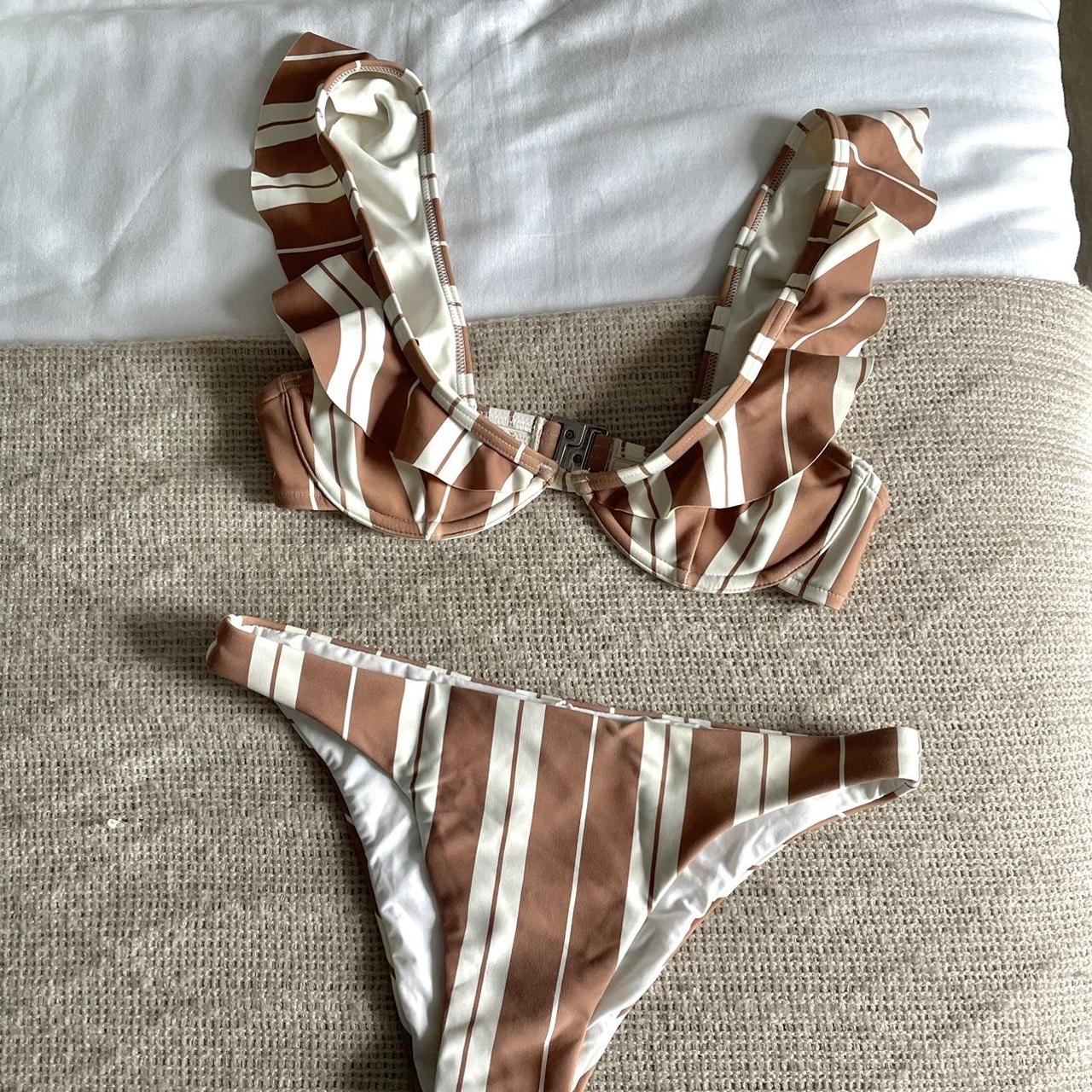 Zulu and Zephyr Australia Two-Piece Stripped Ruffle... - Depop