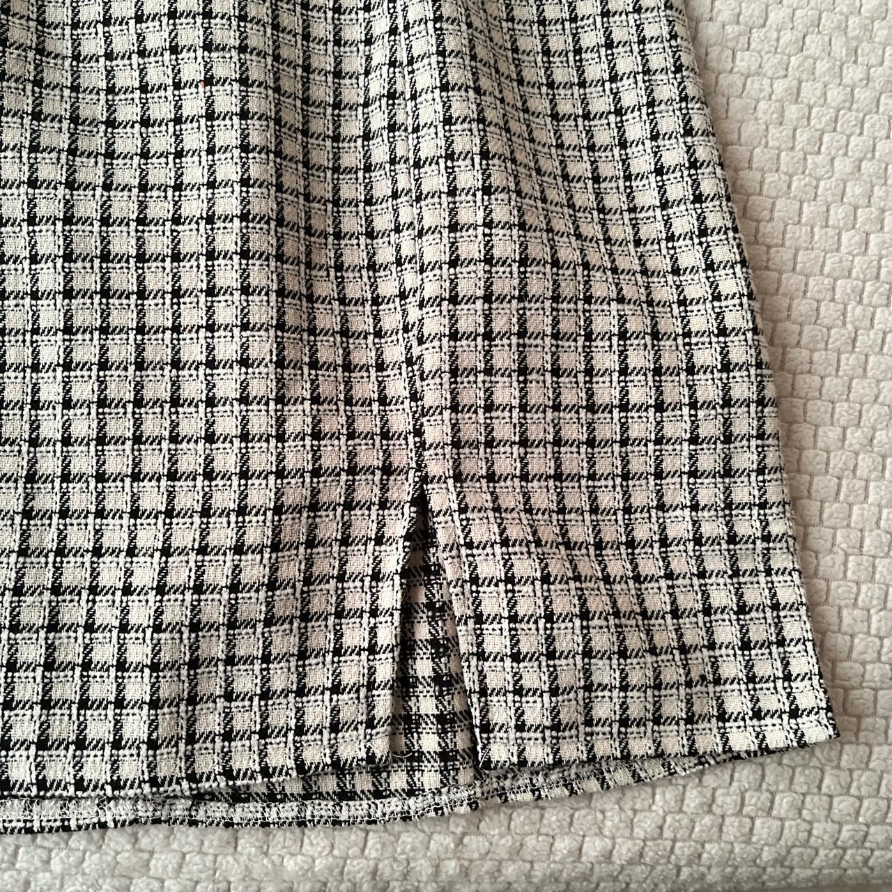 SHEIN Mod black and white plaid checked tweed style... - Depop