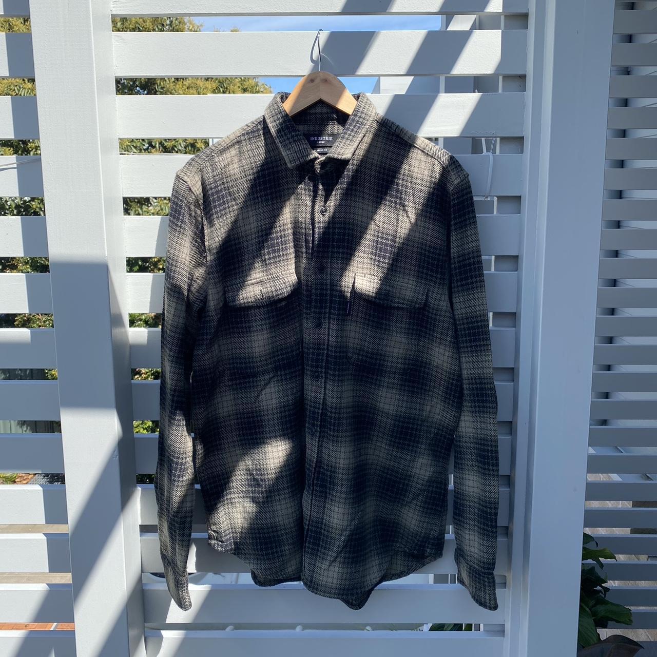 SIZE L INDUSTRIE FLANNEL SHIRT GREEN PRICE IS... - Depop