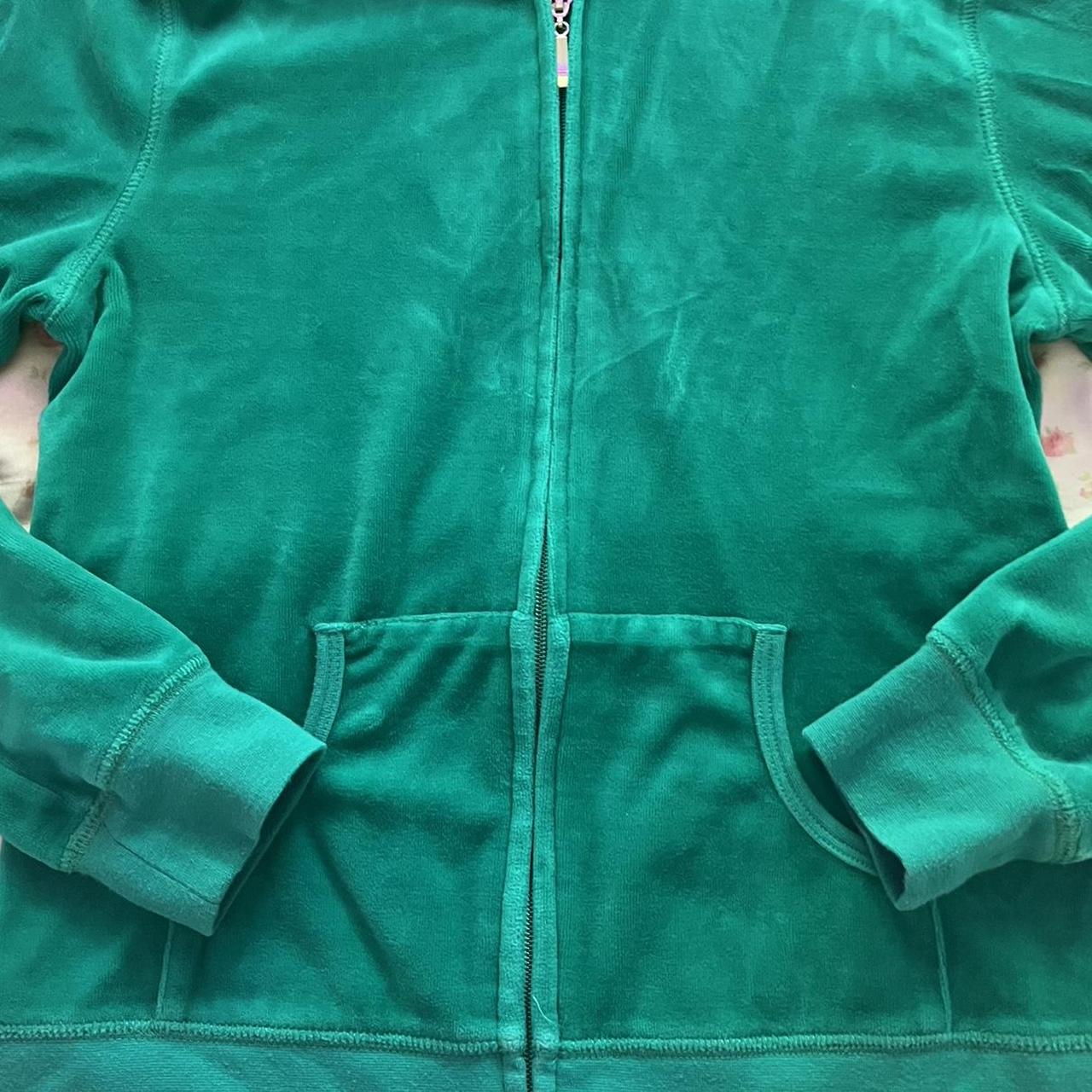 y2k velour hoodie adorable sea green/blue velour... Depop